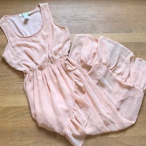 Mine Pink Blush Shear Ruffle Tank Top Dress